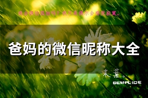 爸妈的微信昵称大全(97个) 爸妈的微信昵称大全(97个)