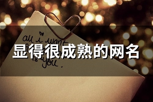 显得很成熟的网名(精选133个)