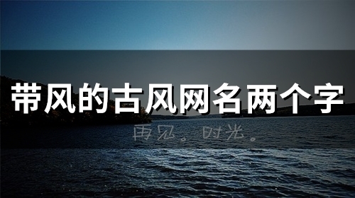 带风的古风网名两个字(138个)