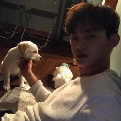 男生抱宠物头像(精选18张)