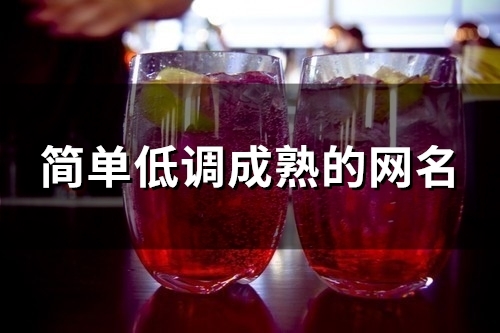 简单低调成熟的网名(优选175个)