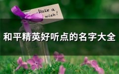 和平精英好听点的名字大全(共96个)