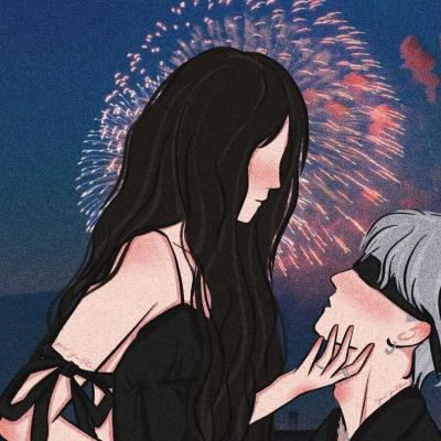 简约手绘情头一男一女(优选24张)